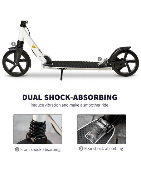 HOMCOM One-click Folding Kick Scooter for 14+ w/ Adjustable Handlebar, Push Scooter with Kickstand, Dual Brake System, Shock Abs - pic 4290 | FastDaddyshop