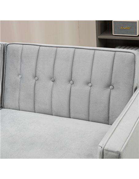 HOMCOM Modern Convertible Sofa Futon Velvet-Touch Tufted Couch Compact Loveseat with Adjustable Split Back, Light Grey 839-076V7 - pic 42905 | FastDaddyshop