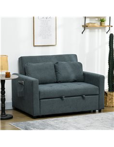 HOMCOM Loveseat Sofa Bed, Convertible Bed Settee, Charcoal Grey 839-900V70CG 2