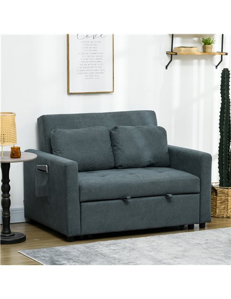 HOMCOM Loveseat Sofa Bed, Convertible Bed Settee, Charcoal Grey 839-900V70CG - pic 42907 | FastDaddyshop