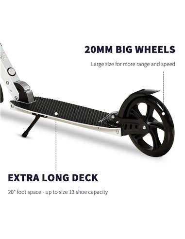 HOMCOM One-click Folding Kick Scooter for 14+ w/ Adjustable Handlebar, Push Scooter with Kickstand, Dual Brake System, Shock Abs