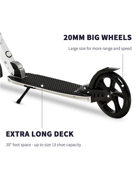 HOMCOM One-click Folding Kick Scooter for 14+ w/ Adjustable Handlebar, Push Scooter with Kickstand, Dual Brake System, Shock Abs - pic 4291 | FastDaddyshop