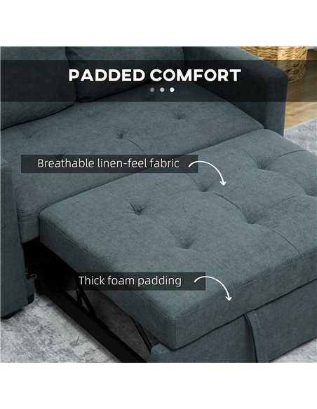 HOMCOM Loveseat Sofa Bed, Convertible Bed Settee with 2 Cushions, Side Pockets for Living Room, Charcoal Grey 839-900V70CG - pic 42911 | FastDaddyshop