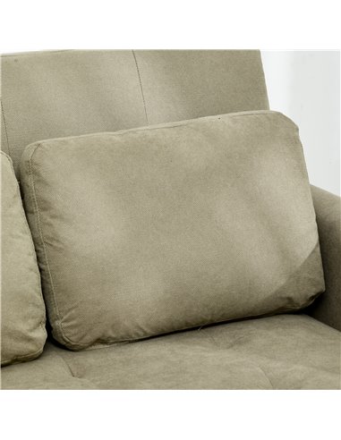 HOMCOM Loveseat Sofa Bed, Convertible Bed Settee with 2 Cushions, Side Pockets for Living Room, Light Brown 839-900V70LR