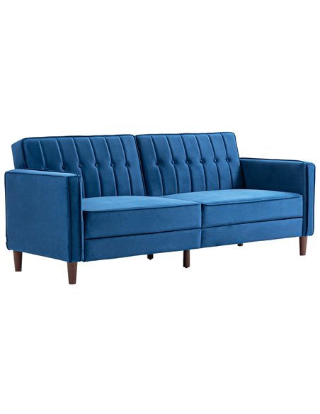 HOMCOM Modern Convertible Sofa Futon Velvet-Touch Tufted Couch Compact Loveseat with Adjustable Split Back, Blue 839-076V73BU - pic 42924 | FastDaddyshop