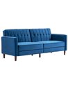 HOMCOM Modern Convertible Sofa Futon Velvet-Touch Tufted Couch Compact Loveseat with Adjustable Split Back, Blue 839-076V73BU
