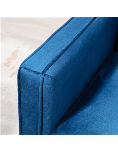 HOMCOM Modern Convertible Sofa Futon Velvet-Touch Tufted Couch Compact Loveseat with Adjustable Split Back, Blue 839-076V73BU