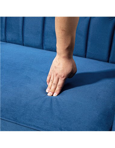 HOMCOM Modern Convertible Sofa Futon Velvet-Touch Tufted Couch Compact Loveseat with Adjustable Split Back, Blue 839-076V73BU