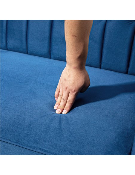 HOMCOM Modern Convertible Sofa Futon Velvet-Touch Tufted Couch Compact Loveseat with Adjustable Split Back, Blue 839-076V73BU - pic 42931 | FastDaddyshop