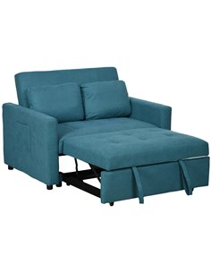 HOMCOM Loveseat Sofa Bed, Convertible Bed Settee, Blue 839-900V70BU