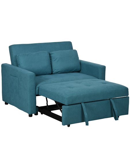 HOMCOM Loveseat Sofa Bed, Convertible Bed Settee, Blue 839-900V70BU - pic 42933 | FastDaddyshop
