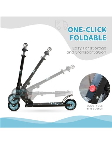 HOMCOM Scooter for Kids Toddler One-Click Foldable Kick Scooter with Adjustable Height Brake for Boys and Girls 3-8 Years Alumin