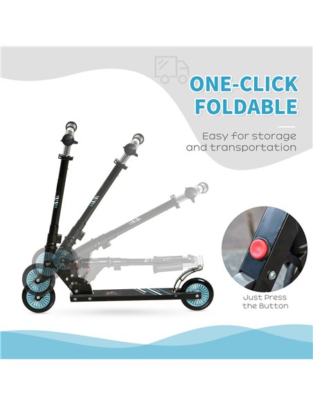 HOMCOM Scooter for Kids Toddler One-Click Foldable Kick Scooter with Adjustable Height Brake for Boys and Girls 3-8 Years Alumin - pic 4294 | FastDaddyshop