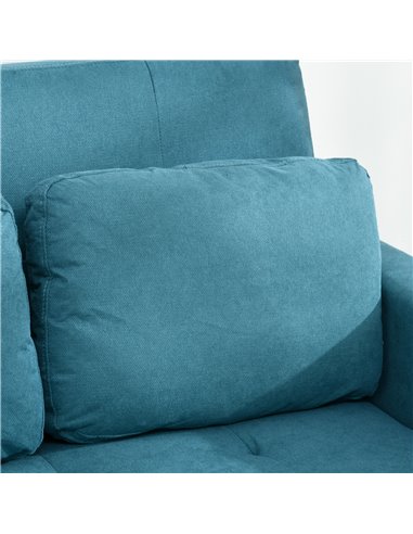 HOMCOM Loveseat Sofa Bed, Convertible Bed Settee with 2 Cushions, Side Pockets for Living Room, Blue 839-900V70BU
