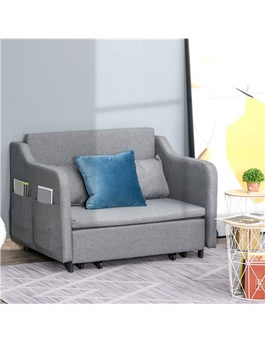 HOMCOM 2 Seater Sofa Bed, Pull Out Sofa Bed, Grey 839-029V71GY