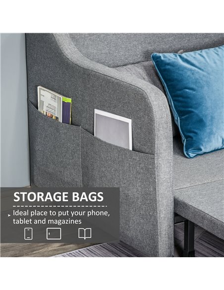 HOMCOM 2 Seater Sofa Bed, Pull Out Sofa Bed with Pillows and Side Pockets, Convertible Sleeper Couch for Living Room, Grey 839-0 - pic 42948 | FastDaddyshop