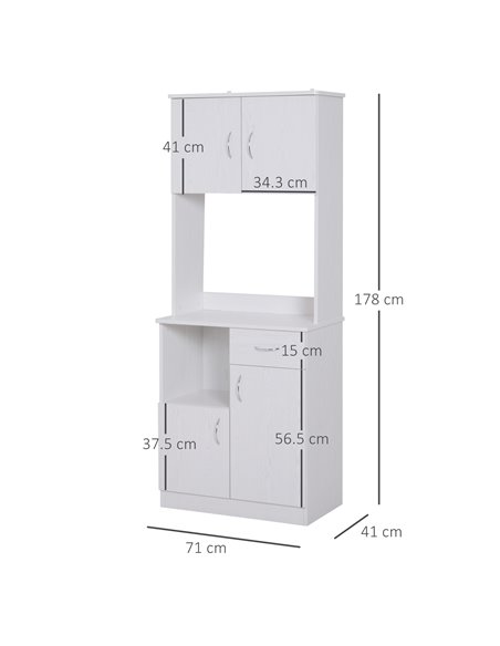 HOMCOM Kitchen Cupboard with Doors Cabinet Shelves Drawer, White 801-098 - pic 42953 | FastDaddyshop