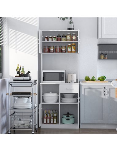 HOMCOM Kitchen Cupboard with Doors Cabinet Shelves Drawer, White 801-098