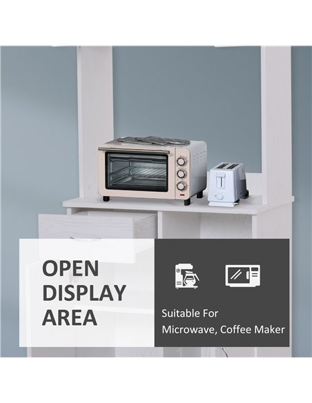 HOMCOM Kitchen Cupboard with Doors Cabinet Shelves Drawer Open Countertop Storage Cabinet for Living Room, Entrance, White 801-0 - pic 42957 | FastDaddyshop