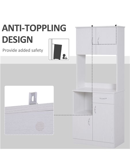 HOMCOM Kitchen Cupboard with Doors Cabinet Shelves Drawer Open Countertop Storage Cabinet for Living Room, Entrance, White 801-0 - pic 42958 | FastDaddyshop