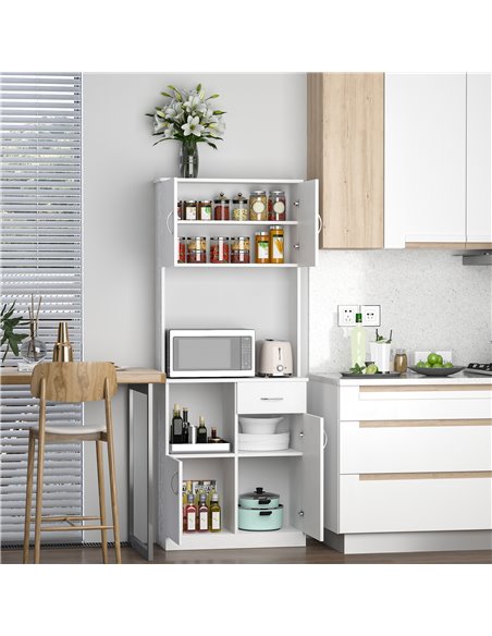 HOMCOM Kitchen Cupboard with Doors Cabinet Shelves Drawer Open Countertop Storage Cabinet for Living Room, Entrance, White 801-0 - pic 42959 | FastDaddyshop