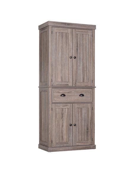 HOMCOM Traditional Colonial Freestanding Kitchen Cupboard, Dark Wood Grain 835-115 - pic 42960 | FastDaddyshop