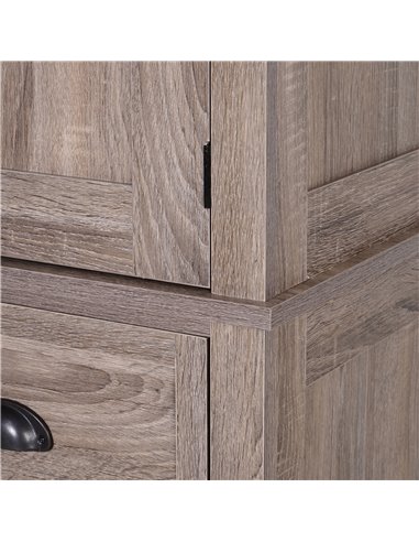 HOMCOM Traditional Colonial Freestanding Kitchen Cupboard Storage Cabinet - 76L x 40.5W x 184H (cm) Dark Wood Grain 835-115