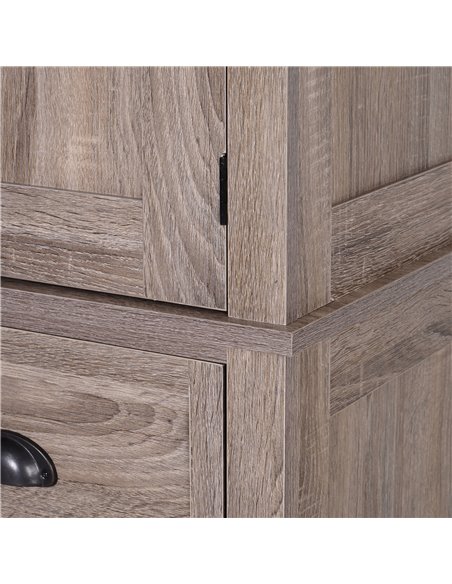 HOMCOM Traditional Colonial Freestanding Kitchen Cupboard Storage Cabinet - 76L x 40.5W x 184H (cm) Dark Wood Grain 835-115 - pic 42968 | FastDaddyshop