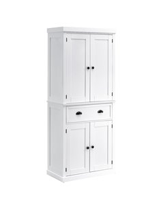 HOMCOM Traditional Colonial Freestanding Kitchen Cupboard, White 835-115WT