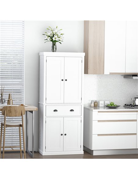 HOMCOM Traditional Colonial Freestanding Kitchen Cupboard, White 835-115WT - pic 42970 | FastDaddyshop