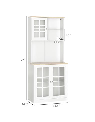 HOMCOM Kitchen Cupboard  Sideboard Storage Cabinet Unit, White 835-209V01