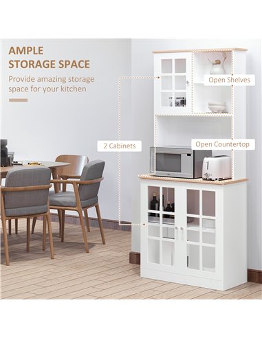 HOMCOM Kitchen Cupboard  Sideboard Storage Cabinet Unit, White 835-209V01