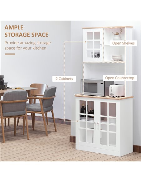 HOMCOM Kitchen Cupboard  Sideboard Storage Cabinet Unit, White 835-209V01 - pic 42981 | FastDaddyshop