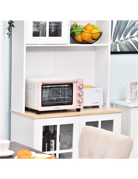 HOMCOM Kitchen Cupboard  Sideboard Storage Cabinet Unit w/ Counter Top Grid Glass Doors Shelves  80L x 37W x 183H cm - White 835 - pic 42983 | FastDaddyshop