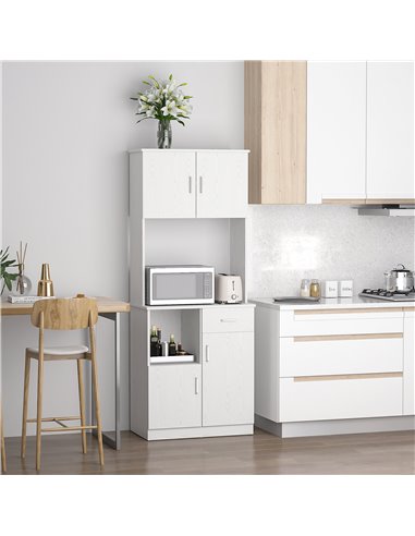 HOMCOM Modern Freestanding Kitchen Cupboard Storage Cabinet, White 835-259