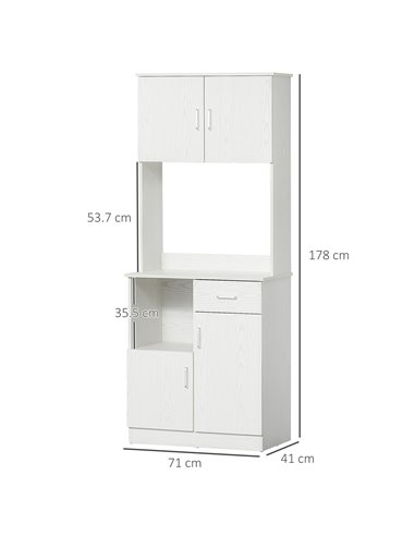 HOMCOM Modern Freestanding Kitchen Cupboard Storage Cabinet, White 835-259