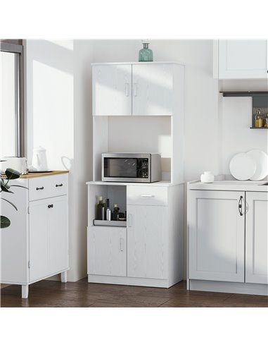 HOMCOM Modern Freestanding Kitchen Cupboard Storage Cabinet, White 835-259