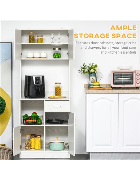 HOMCOM Modern Freestanding Kitchen Cupboard Storage Cabinet Organiser with Microwave Counter, 2 Cabinets, & Adjustable Shelves,  - pic 43000 | FastDaddyshop