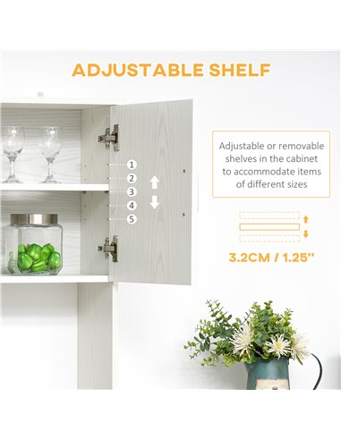 HOMCOM Modern Freestanding Kitchen Cupboard Storage Cabinet Organiser with Microwave Counter, 2 Cabinets, & Adjustable Shelves, 