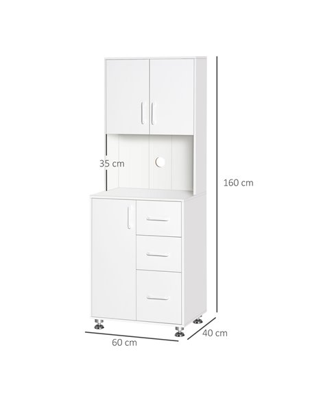 HOMCOM Modern Kitchen Cupboard with Storage Cabinets, 3 Drawers and Open Countertop for Living Room, White 835-341WT - pic 43007 | FastDaddyshop