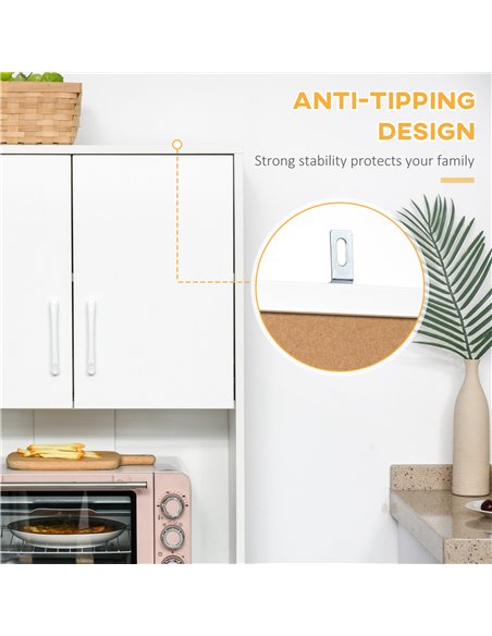 HOMCOM Modern Kitchen Cupboard with Storage Cabinets, 3 Drawers and Open Countertop for Living Room, White 835-341WT - pic 43011 | FastDaddyshop
