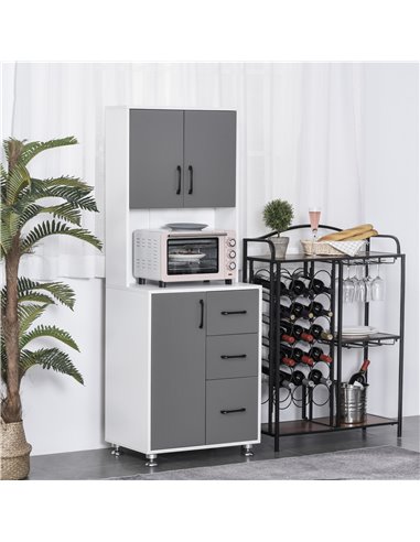 HOMCOM Modern Kitchen Cupboard with Storage Cabinets, Grey 835-341