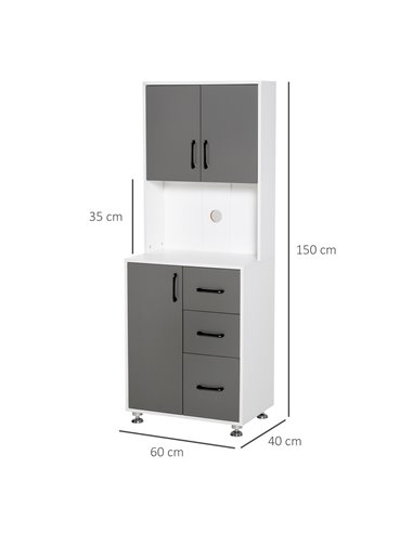 HOMCOM Modern Kitchen Cupboard with Storage Cabinets, Grey 835-341