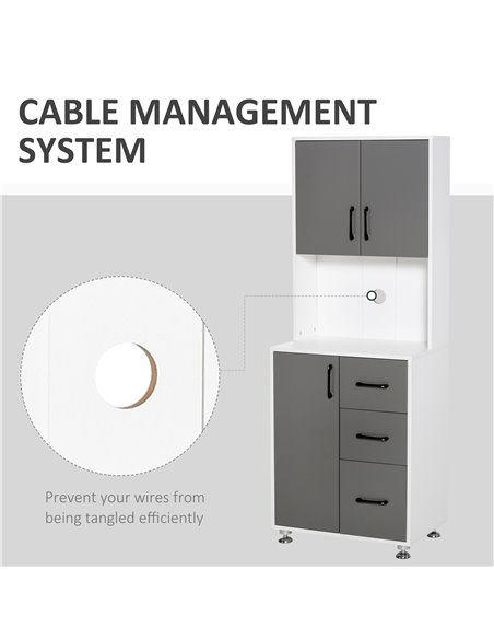 HOMCOM Modern Kitchen Cupboard with Storage Cabinets, 3 Drawers and Open Countertop for Living Room, Grey 835-341 - pic 43019 | FastDaddyshop