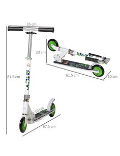 HOMCOM Scooter for Kids Toddler One-Click Foldable Kick Scooter with Adjustable Height Brake for Boys and Girls 3-8 Years Alumin 2