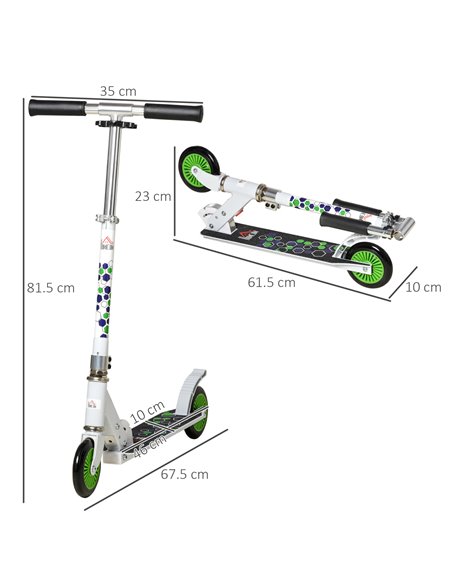 HOMCOM Scooter for Kids Toddler One-Click Foldable Kick Scooter with Adjustable Height Brake for Boys and Girls 3-8 Years Alumin - pic 4302 | FastDaddyshop