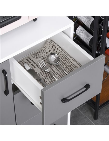 HOMCOM Modern Kitchen Cupboard with Storage Cabinets, 3 Drawers and Open Countertop for Living Room, Grey 835-341 - pic 43021 | FastDaddyshop