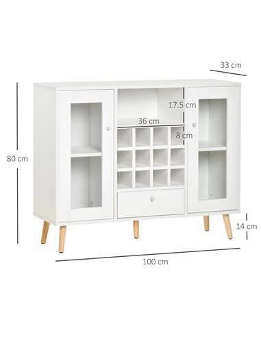 HOMCOM Modern Sideboard Storage Cabinet Kitchen Cupboard, White 835-397