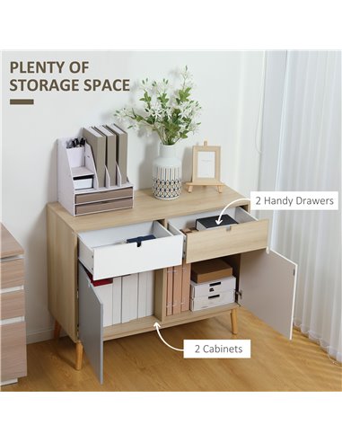HOMCOM Sideboard Storage Cabinet Kitchen Cupboard with Drawers for Bedroom, Living Room, Entryway 838-088