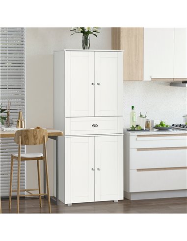 HOMCOM Freestanding Tall Kitchen Cupboard Storage Cabinets, White 835-419WT